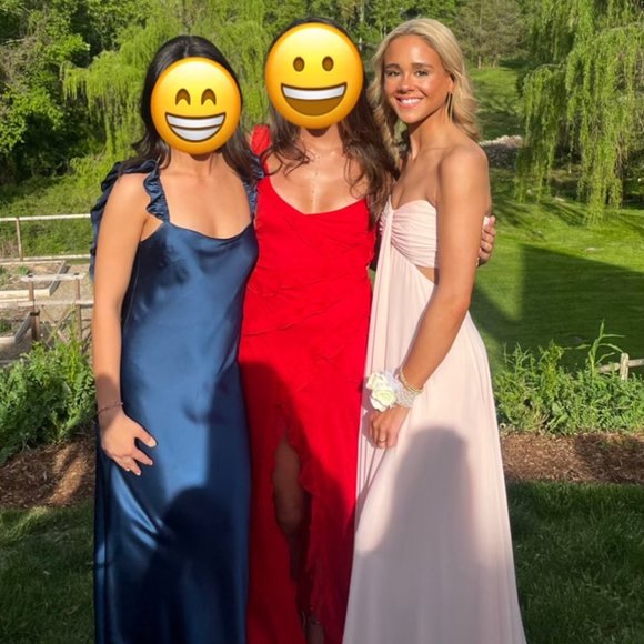 Light Pink, Strapless Prom Dress With Cut Outs - Picture 1 of 5